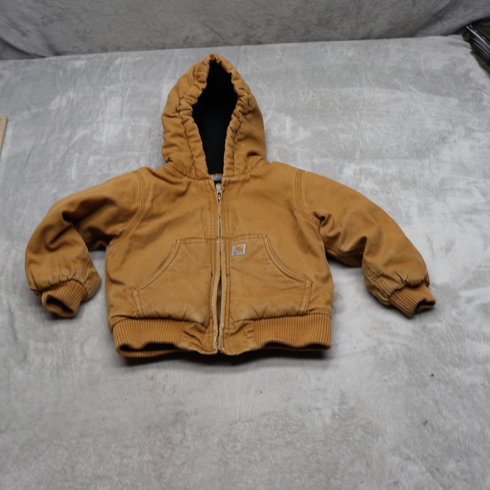 Carhartt Jacket Kids 3T Brown Canvas Active Quilt-Lined Insulated Classic Hooded